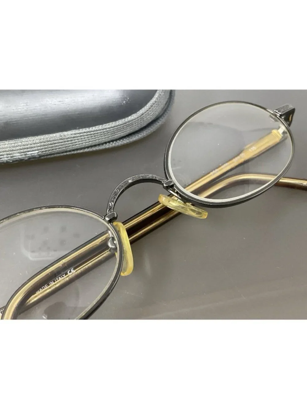 Vinatge Giorgio Armani GA 250 976 Dark Gunmetal Oval Eyeglasses Italy 44 [] 20